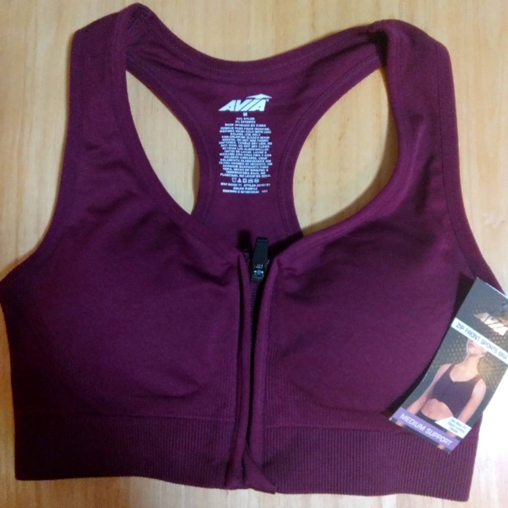 AVIA Med Seamless Zip Front Sports Bra and FEATHERS Maternity Essential size o/s